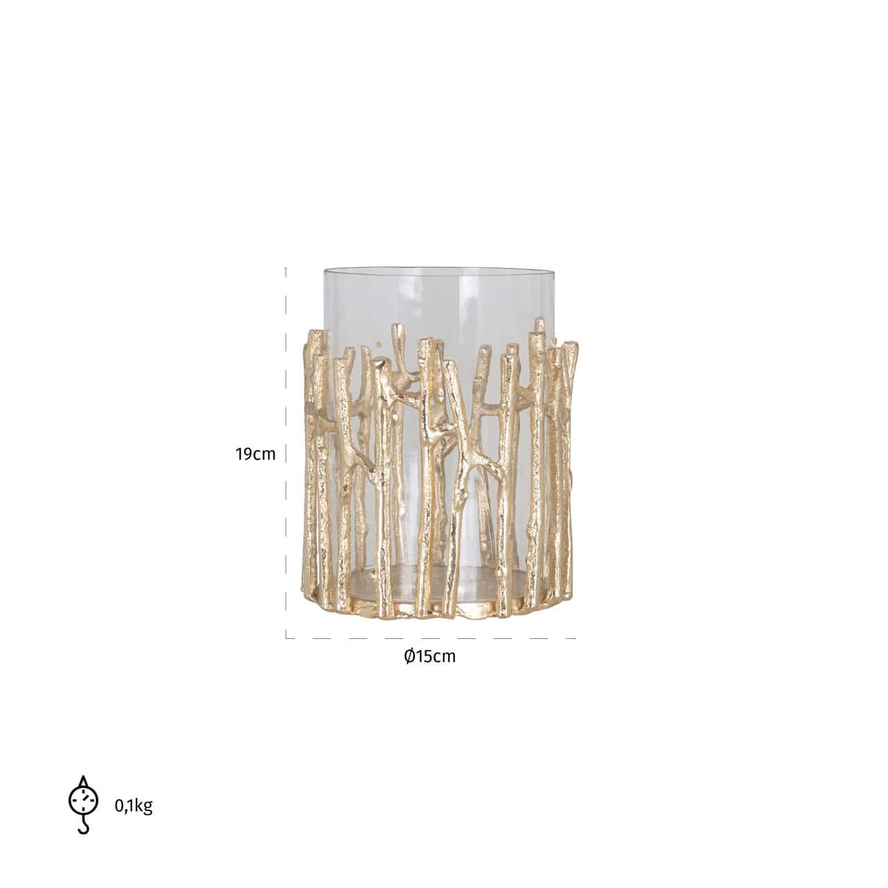 Loretta arany színű üvegbúrás gyertyatartó