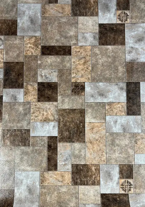 Bézs csempe mintás tekercses vinyl padló 200 cm-es 200 cm-es / beige-barna