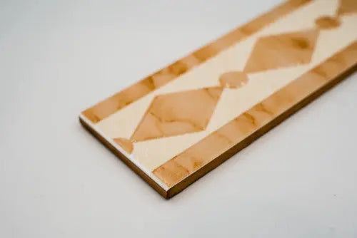 Bézs, kör és négyzet mintás listello/Sima 8x25 / beige-barna