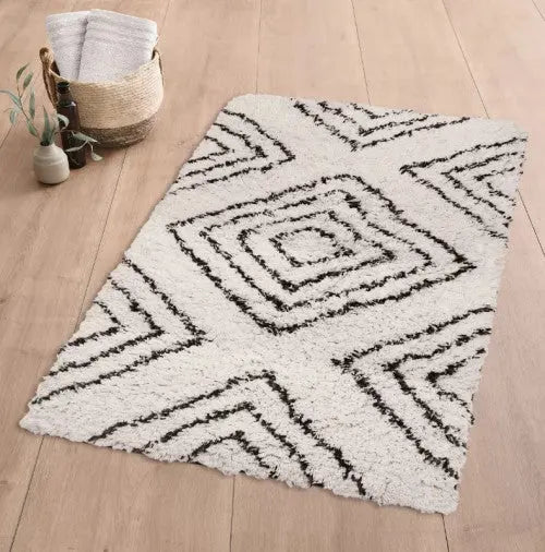 Boho nature fürdőszoba szőnyeg 55x65 / beige-barna