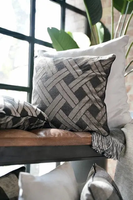 Cannage barna díszpárna töltettel 40x40 / beige-barna