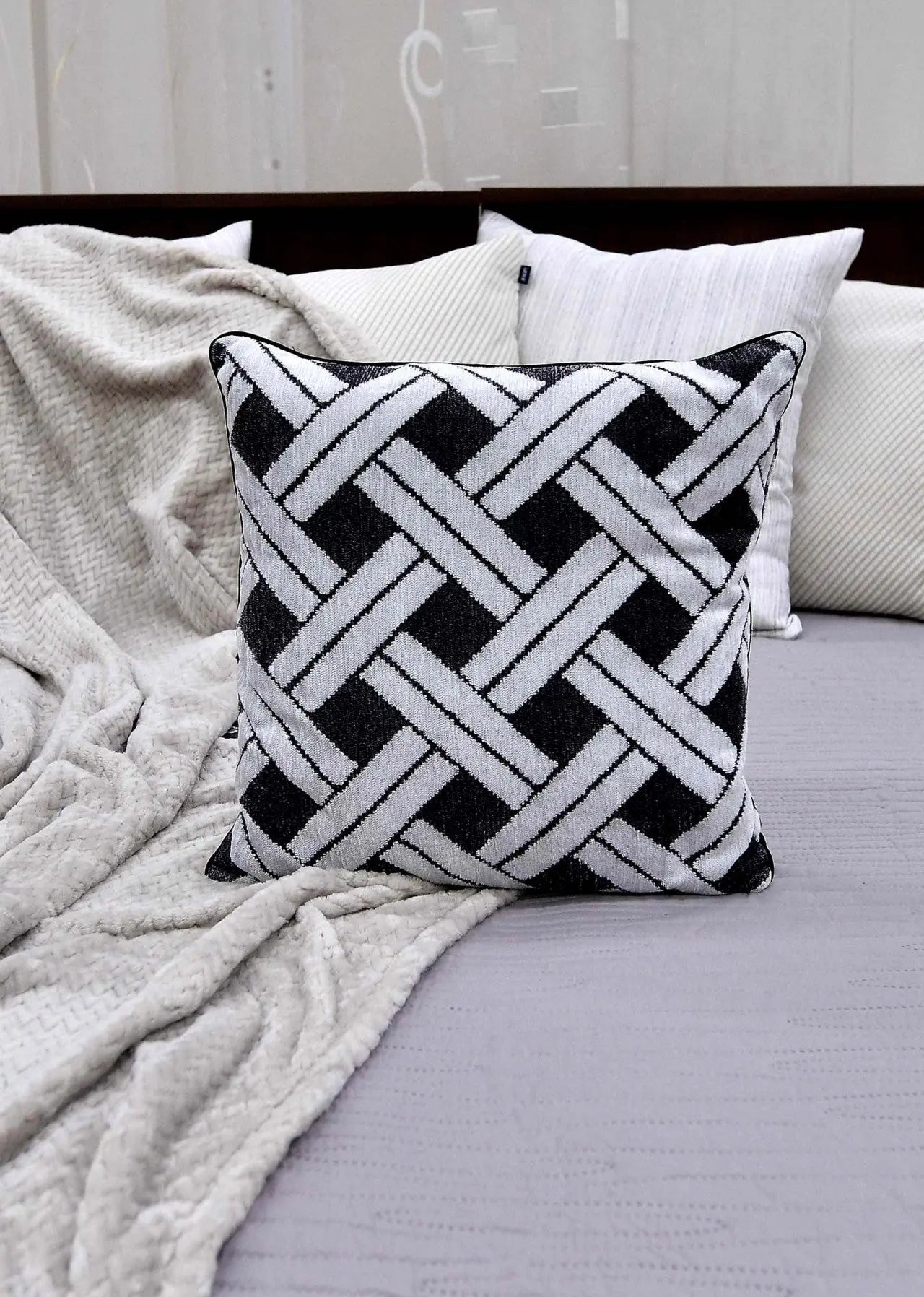 Cannage szürke díszpárna töltettel 40x40 / szürke