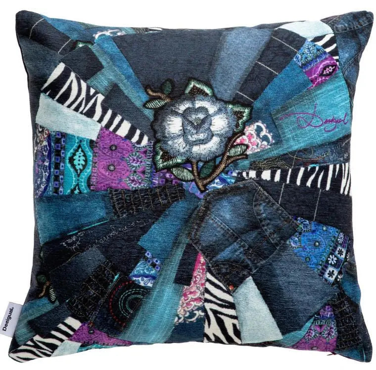 Denim Patch párna 45x45 / kék