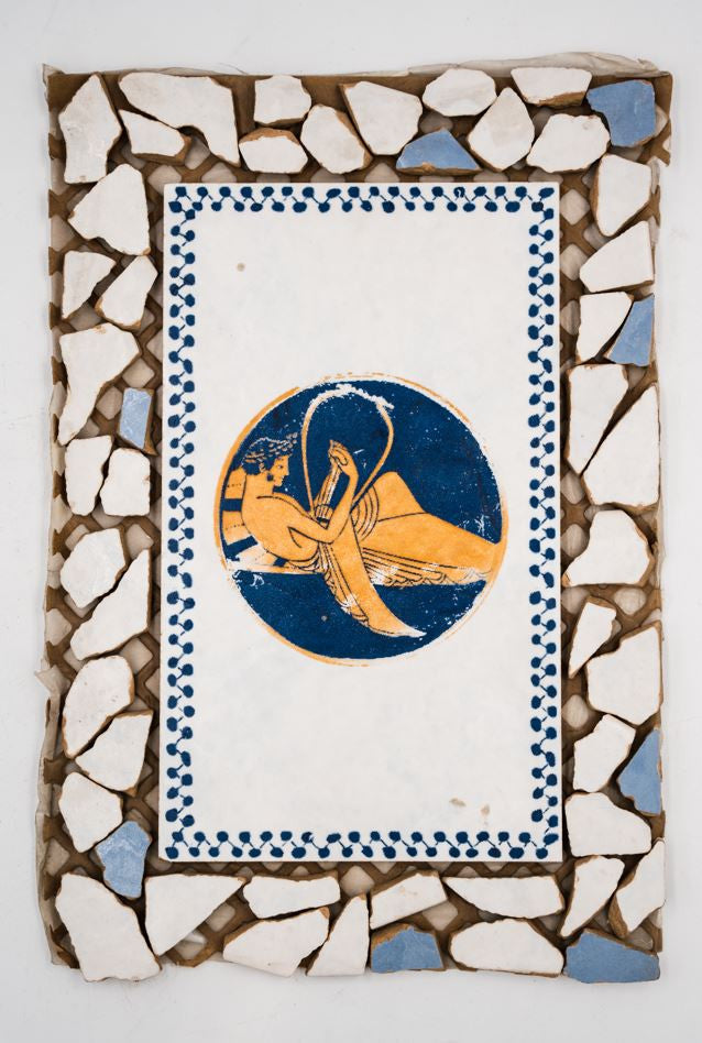 Görög mozaik dekor/Kylix 20x30 / kék