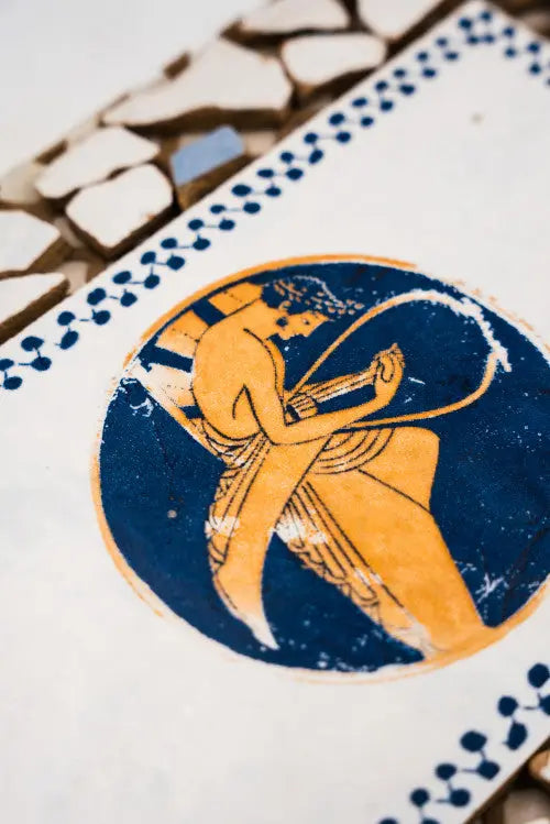 Görög mozaik dekor/Kylix 20x30 / kék