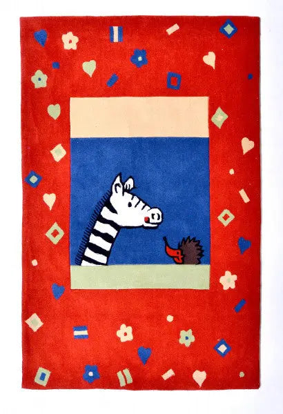Happy kids zebra szőnyeg 140x200 / piros-bordó