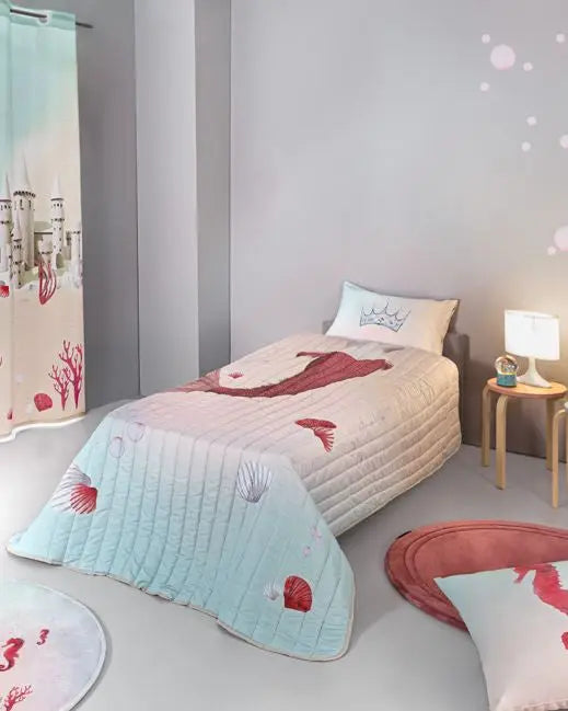 Heroes hableányos ágyterítő szett 160x230+50x70 / rózsaszín-lila