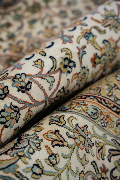 Kashan Rust selyemszőnyeg 218x313 / beige-barna