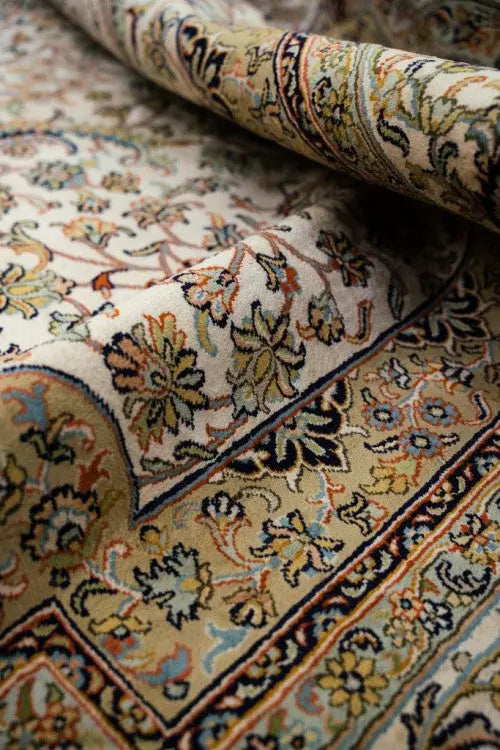 Kashan Rust selyemszőnyeg 218x313 / beige-barna