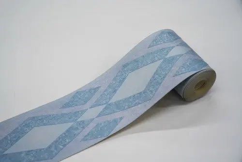 Kék rombusz mintás tapéta bordűr 373554
