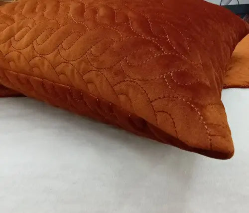 Kimolos tégla színű díszpárna 40x40 / sárga-narancs