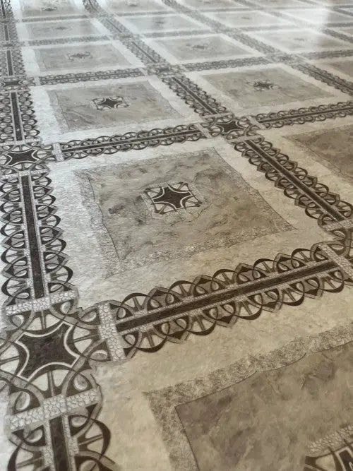 Klasszikus kőmintás tekercses vinyl 200 cm-es / beige-barna