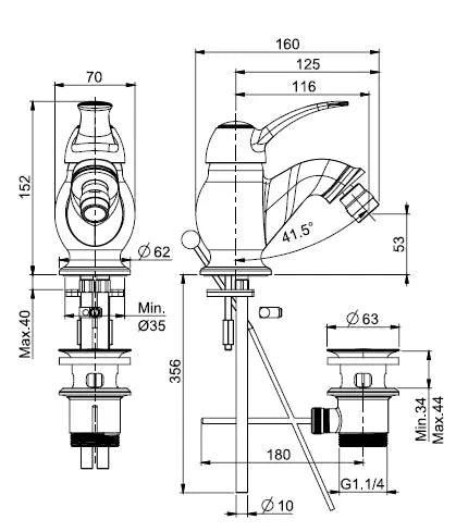 Lamp/Bell bidé csaptelep 3302BR