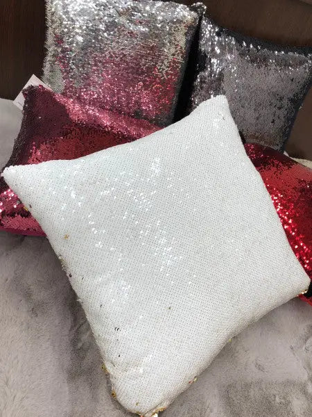 Magic arany-fehér flitteres díszpárna huzat 40x40 / fehér