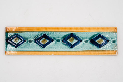 Narancs-zöld geometriai mintás listello/Egeum 5x20 / zöld
