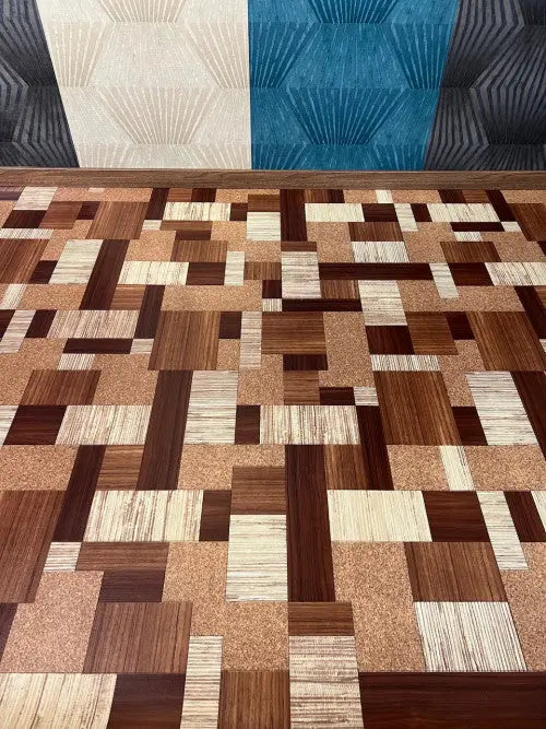 Négyzet mintás tekercses vinyl padló 200 cm-es 200 cm-es / beige-barna