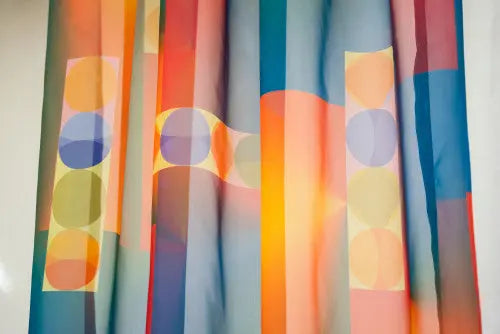 Neon körös voile készfüggöny 140x170 / sárga-narancs