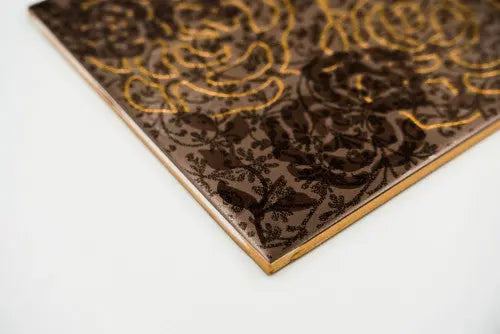 Pazar arany rózsákkal díszített dekor/Emy 20x40 / sárga-narancs