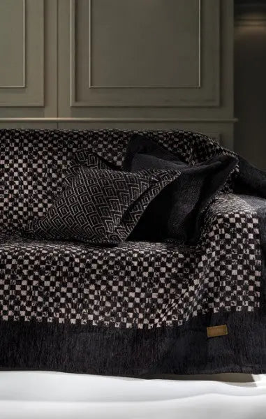 Piquet chess black díszpárna huzat 50x50 / szürke