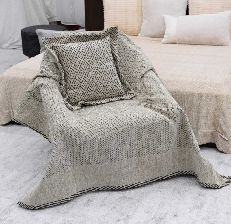 Piquet chess natúr díszpárna huzat 50x50 / beige-barna