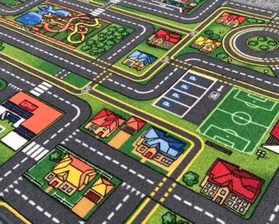 Playcity autópálya mintás padlószőnyeg 200 cm-es / szürke