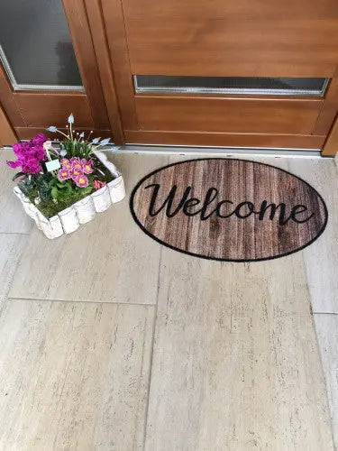 Prestige Shape welcome wood lábtörlő 50x75 / beige-barna