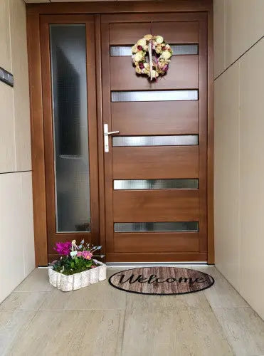 Prestige Shape welcome wood lábtörlő 50x75 / beige-barna
