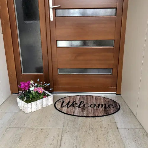 Prestige Shape welcome wood lábtörlő 50x75 / beige-barna