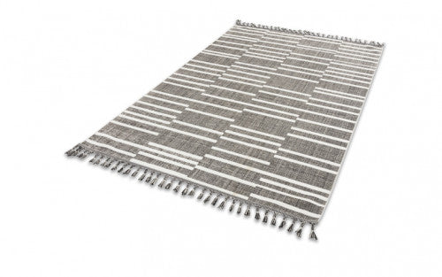 Ravenna szürke/fehér csíkos szőnyeg 223 005 133x190 / beige-barna