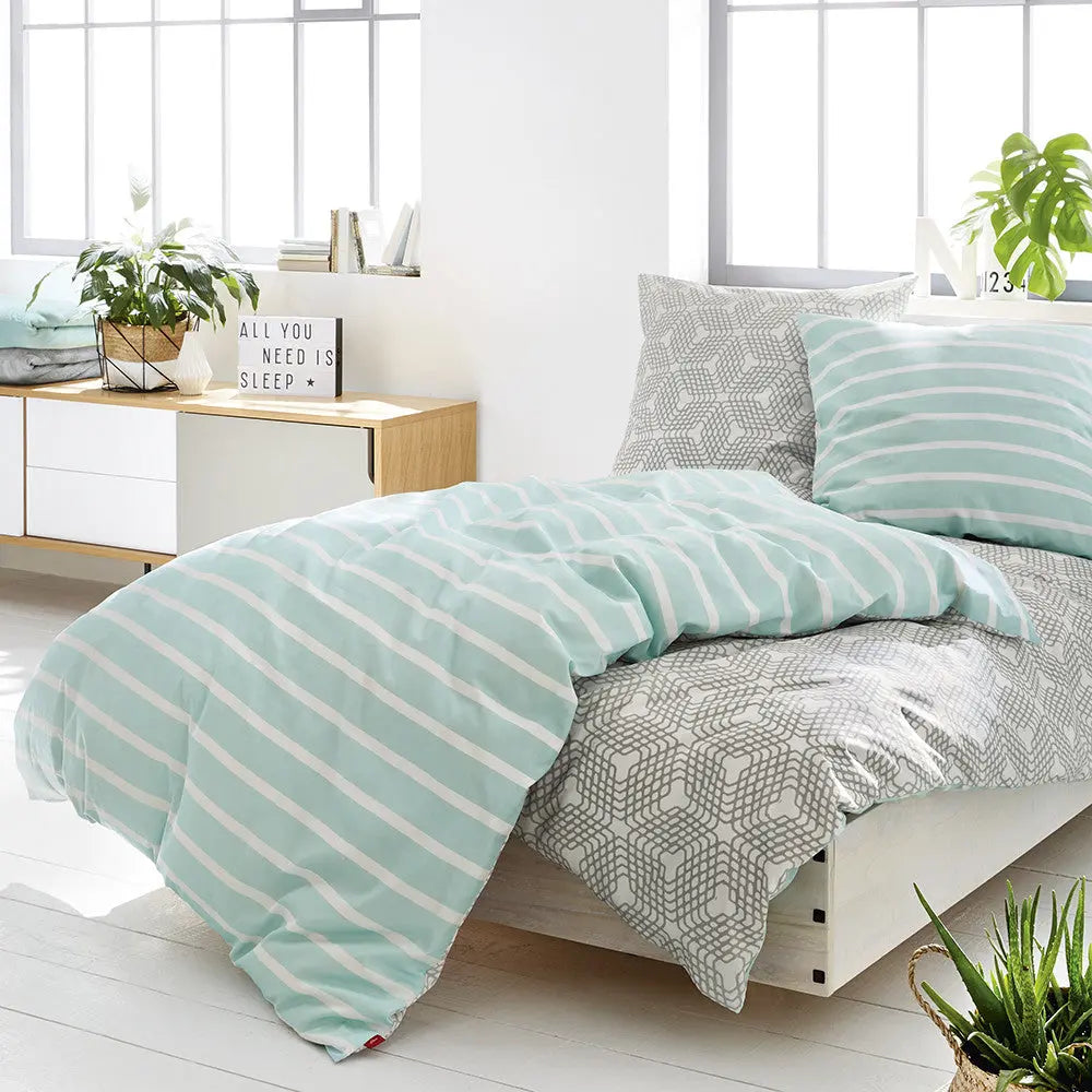 S' Oliver kék-szürke ágynemű 4328 140x200+70x90 / kék