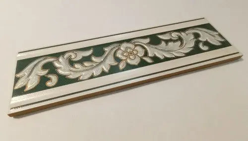 Selymesen fénylő fali dekor/Damasco zöld 6x20 / zöld