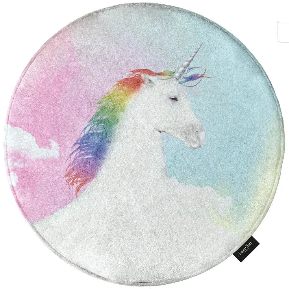Softy unikornisos kör alakú szőnyeg 100kör / rózsaszín-lila
