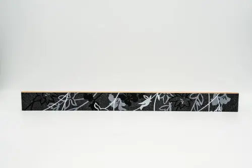 Szürke listello ezüst virágokkal/Kim 3,5x40 / szürke