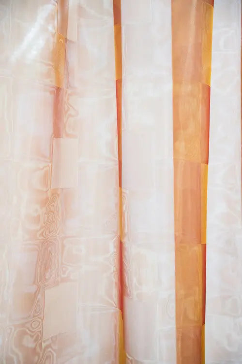 Terra-padlizsán organza készfüggöny 140x250 / sárga-narancs