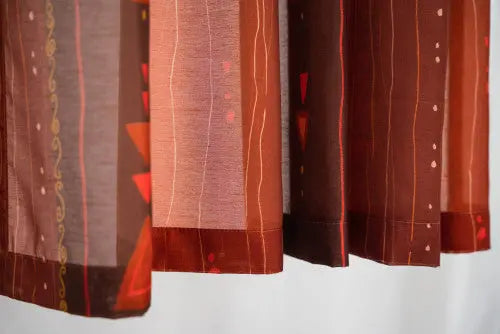 Terra-padlizsán voile készfüggöny 140x170 / piros-bordó