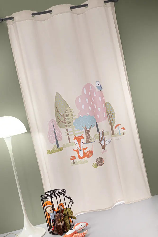 Timber pudra erdei állatkás készfüggöny 160x240 / rózsaszín-lila