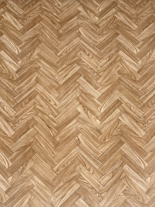 Tölgyfa halszálka mintázatú tekercses vinyl padló 200 cm-es / beige-barna