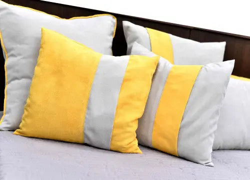 Trend-21 szürke-sárga díszpárna huzat 35x60 / sárga-narancs