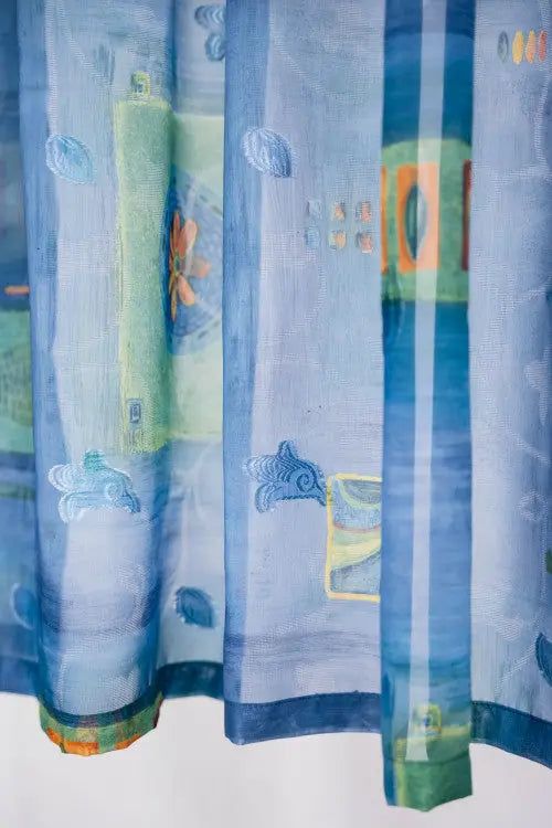 Türkiz voile készfüggöny 140x170 / kék