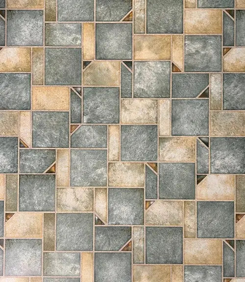 Zöld geometriai mintás tekercses vinyl padló 150 cm-es / zöld