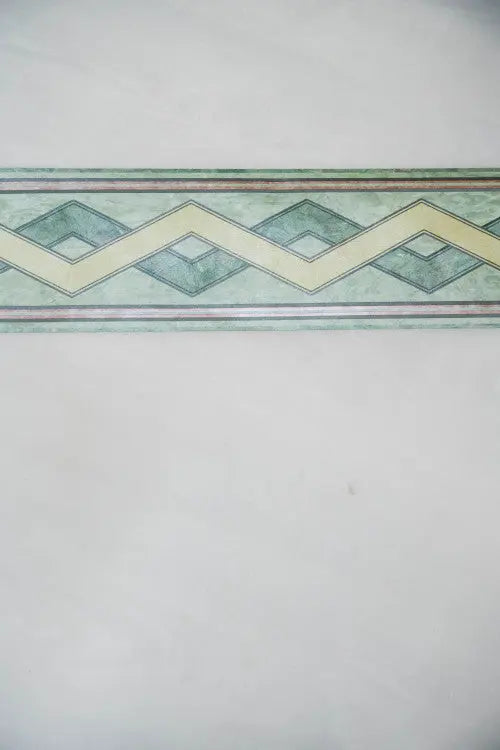Zöld rombuszos tapéta bordűr 407747