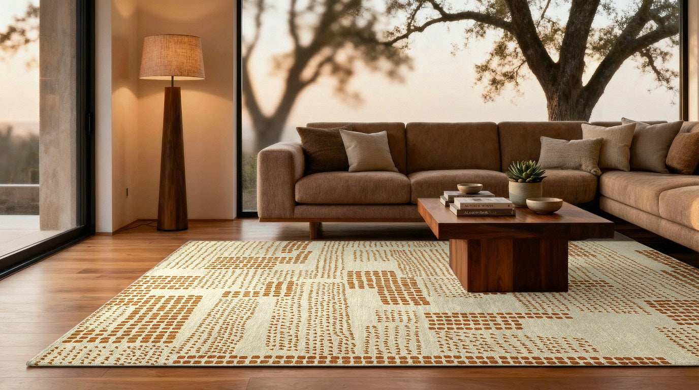 ZEN GARDEN- Sárga-bézs- SÍKSZÖVÖTT MODERN SZŐNYEG 2079