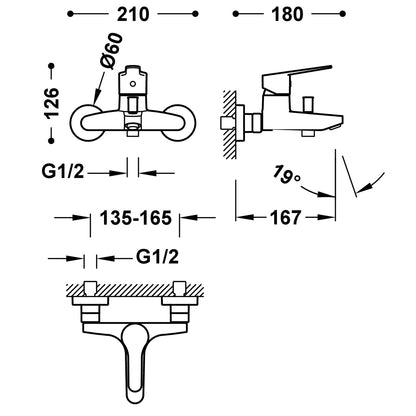 TRES- BASE KÁDTÖLTŐ CSAPTELEP+ZUHANYSZETT KRÓM- 21517010