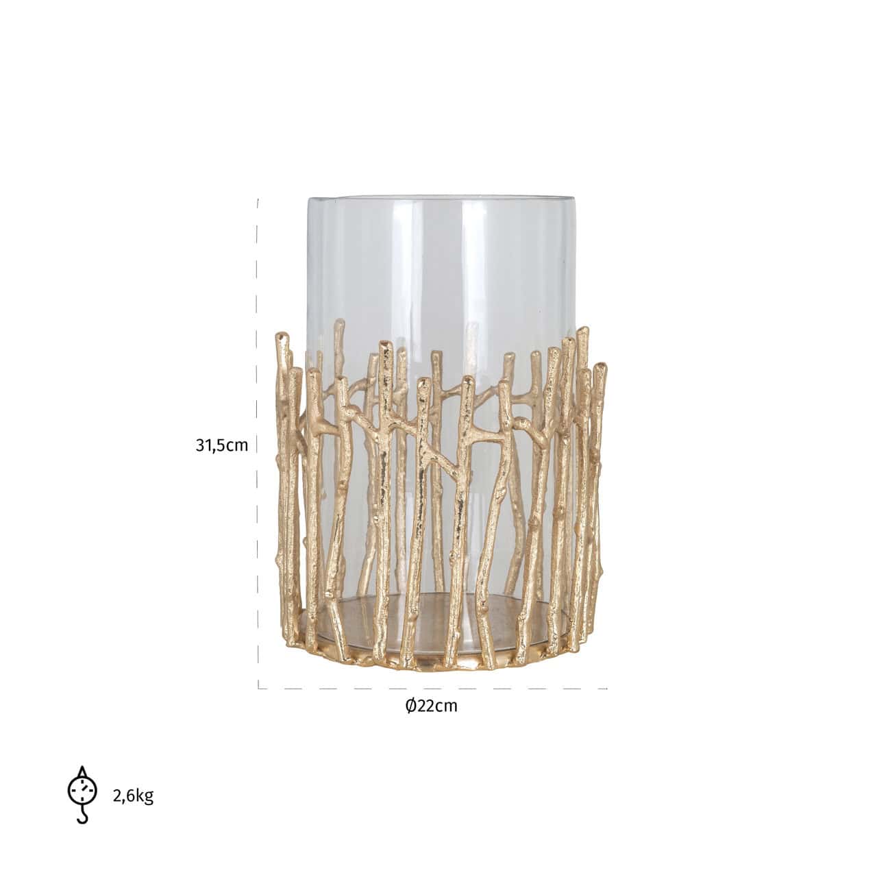 Loretta arany színű üvegbúrás gyertyatartó