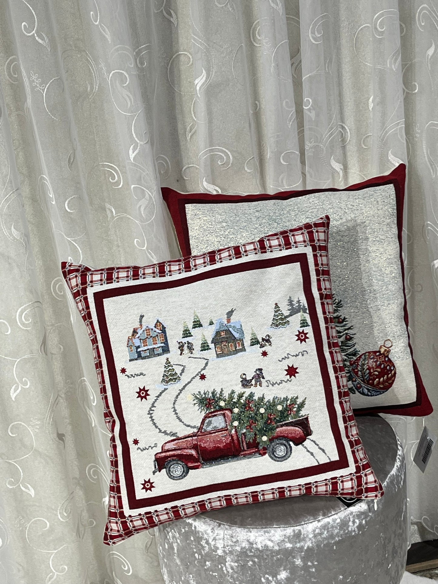 Karácsonyi díszpárna huzat autós