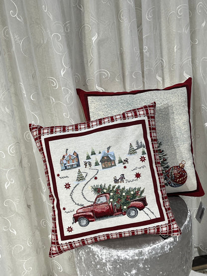 Karácsonyi díszpárna huzat autós