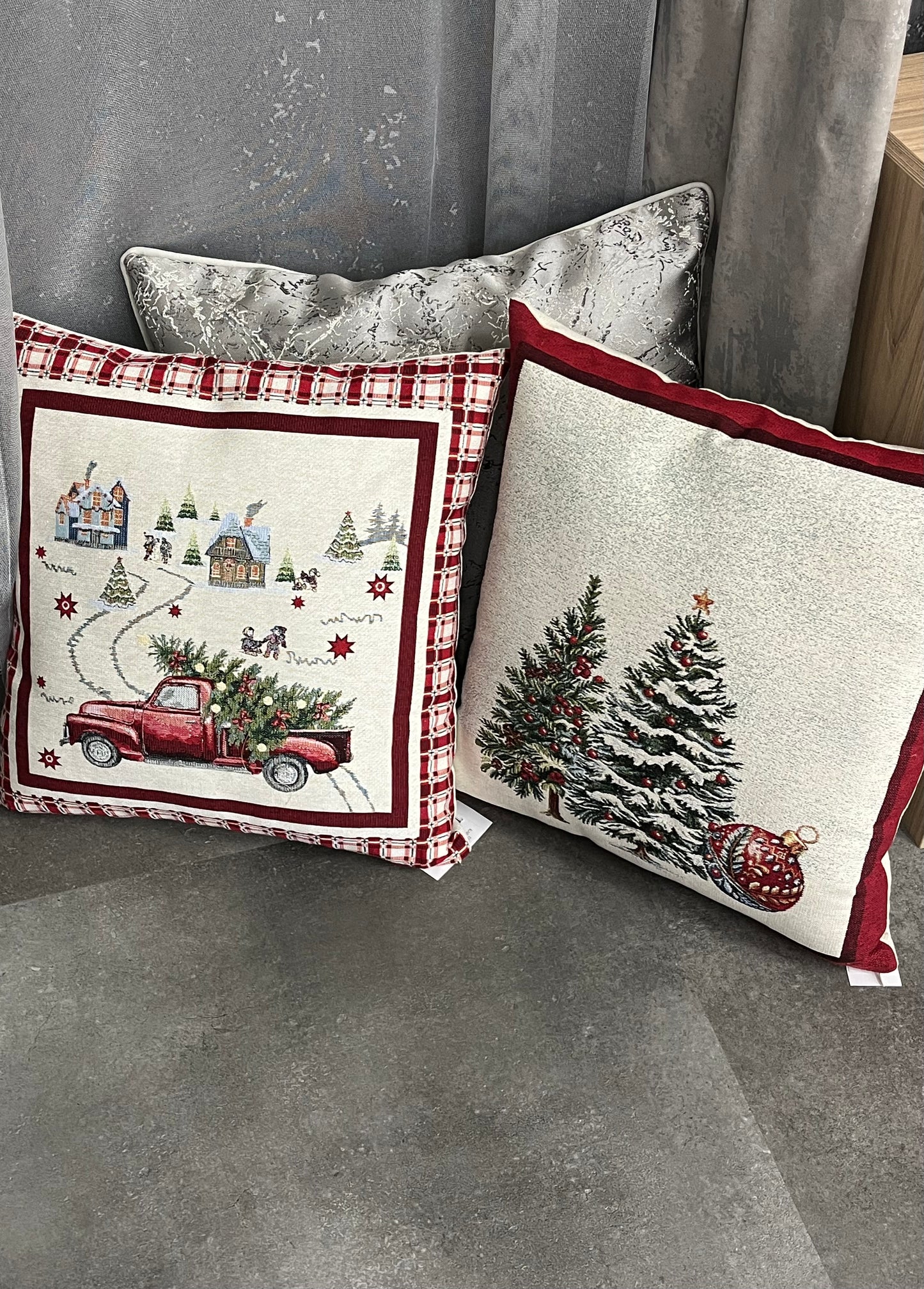 Díszpárna huzat- karácsonyi fenyő