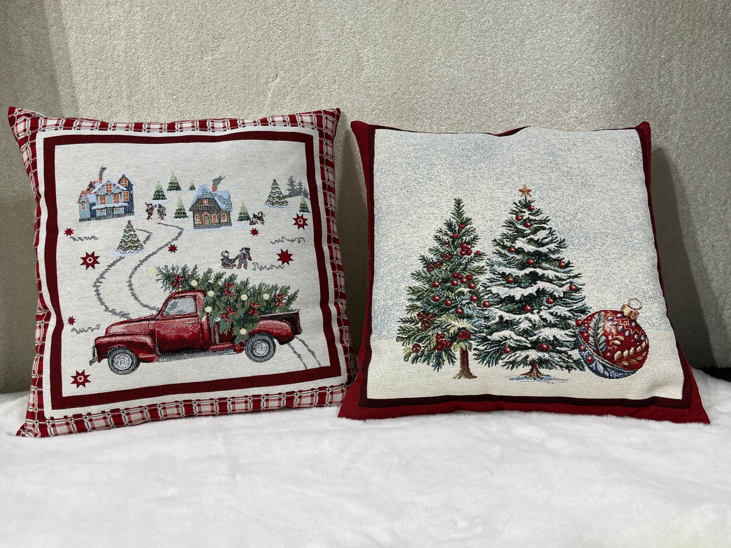 Díszpárna huzat- karácsonyi fenyő