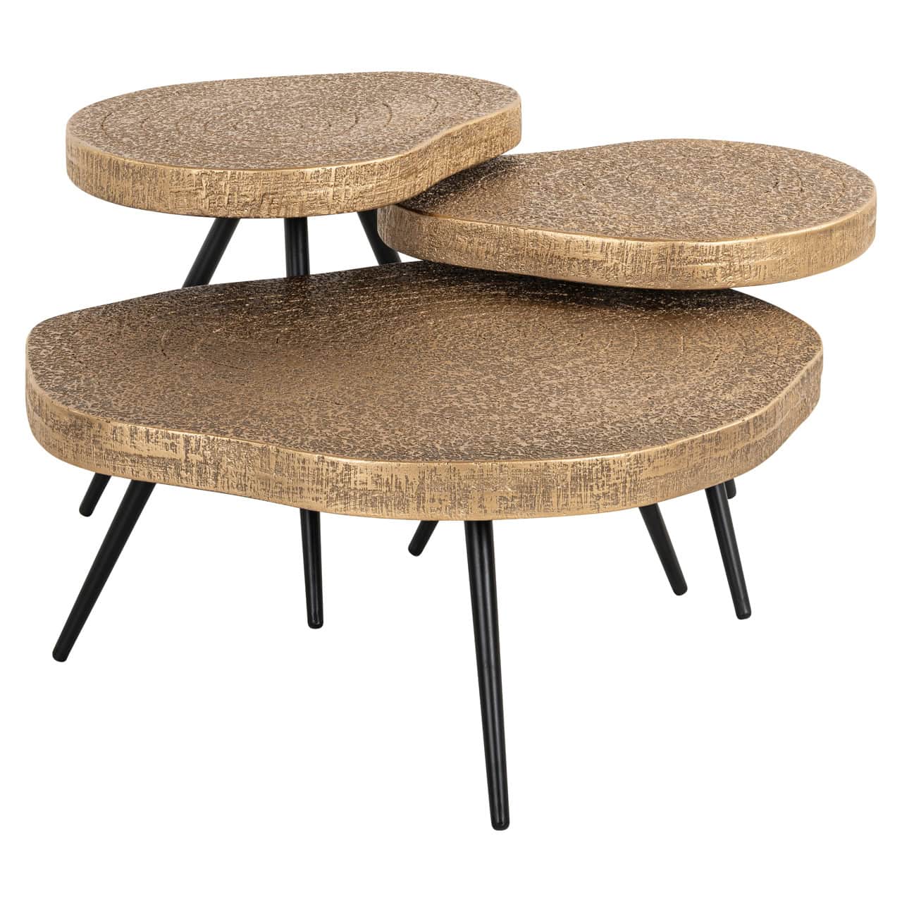 Symba dohányzóasztal szett – organikus forma, bronz textúrával