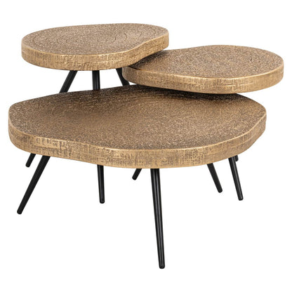 Symba dohányzóasztal szett – organikus forma, bronz textúrával